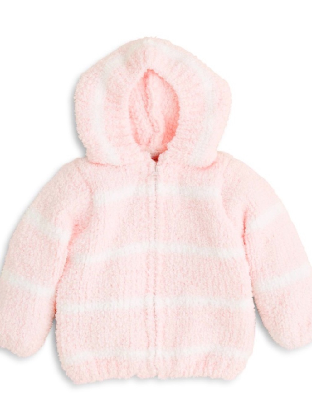 Angel Dear Plush Hooded Baby Jacket Pink with white Stripes - size 6-12 months